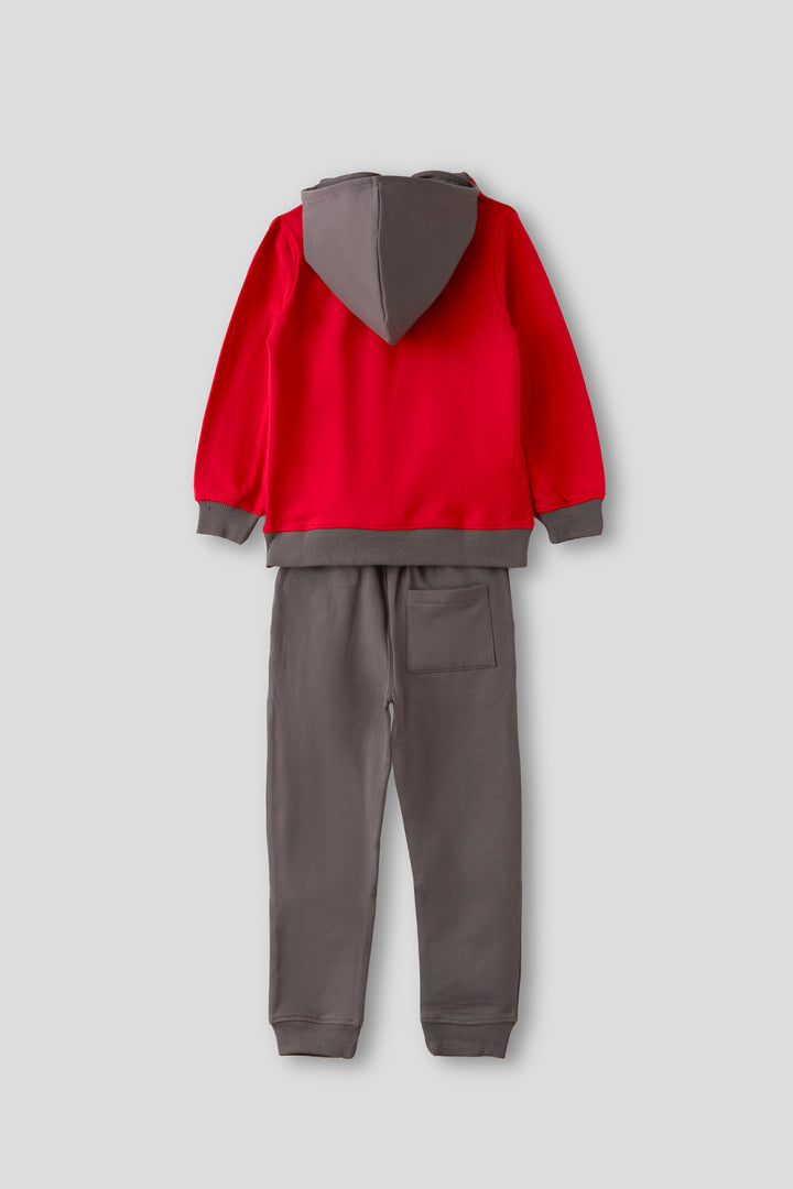 Conjunto de Sudadera y Pantalón para Niño en Rojo y Gris