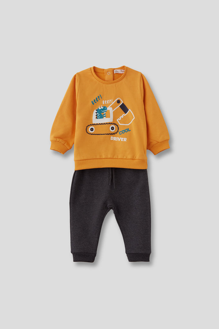 conjunto mostaza de Sudadera y Pantalón para Bebé Niño Dinosaurio conduciendo excavadora ‘Funny Rex (copia)