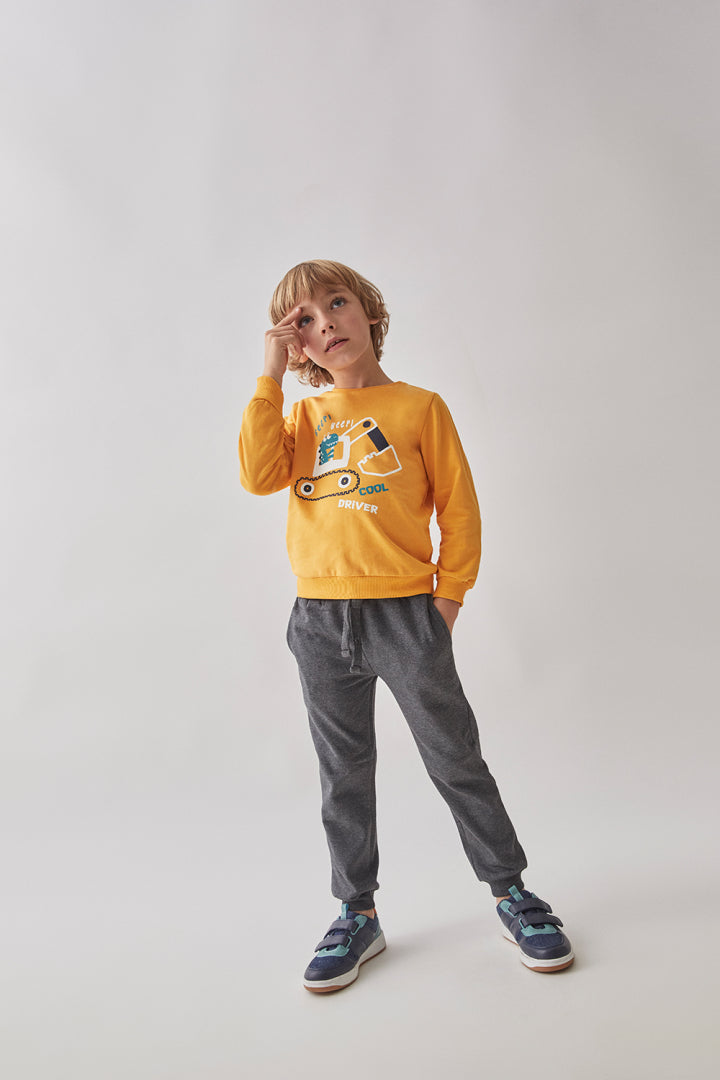 conjunto mostaza de Sudadera y Pantalón para Bebé Niño Dinosaurio conduciendo excavadora ‘Funny Rex (copia)