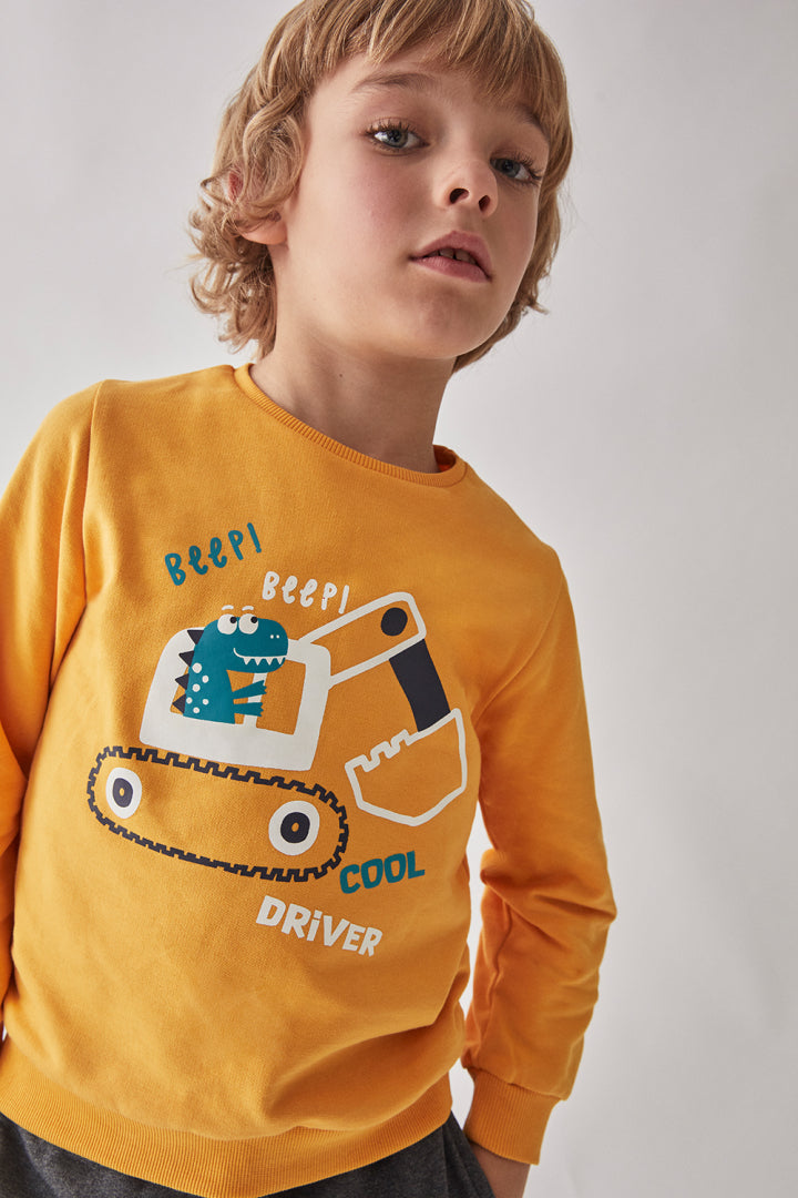 conjunto mostaza de Sudadera y Pantalón para Bebé Niño Dinosaurio conduciendo excavadora ‘Funny Rex (copia)