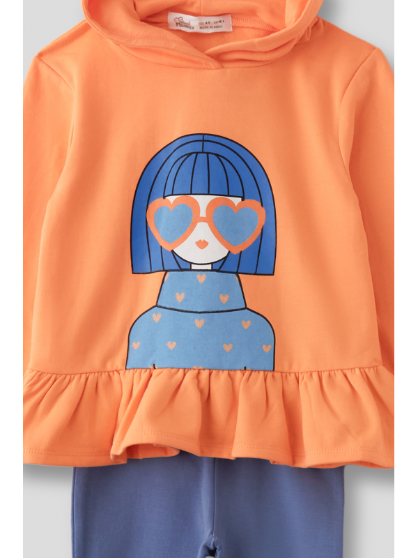 Conjunto para Niña: Encanto en Color Mandarina y Azul